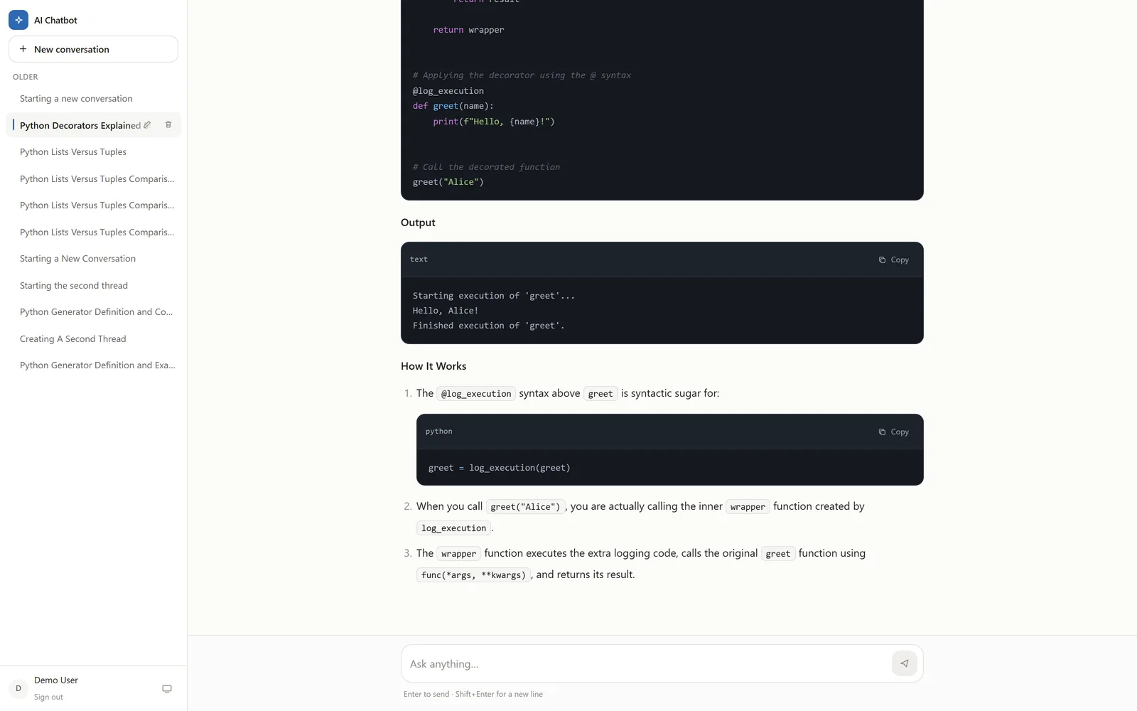LLM Chatbot with Streamed Replies